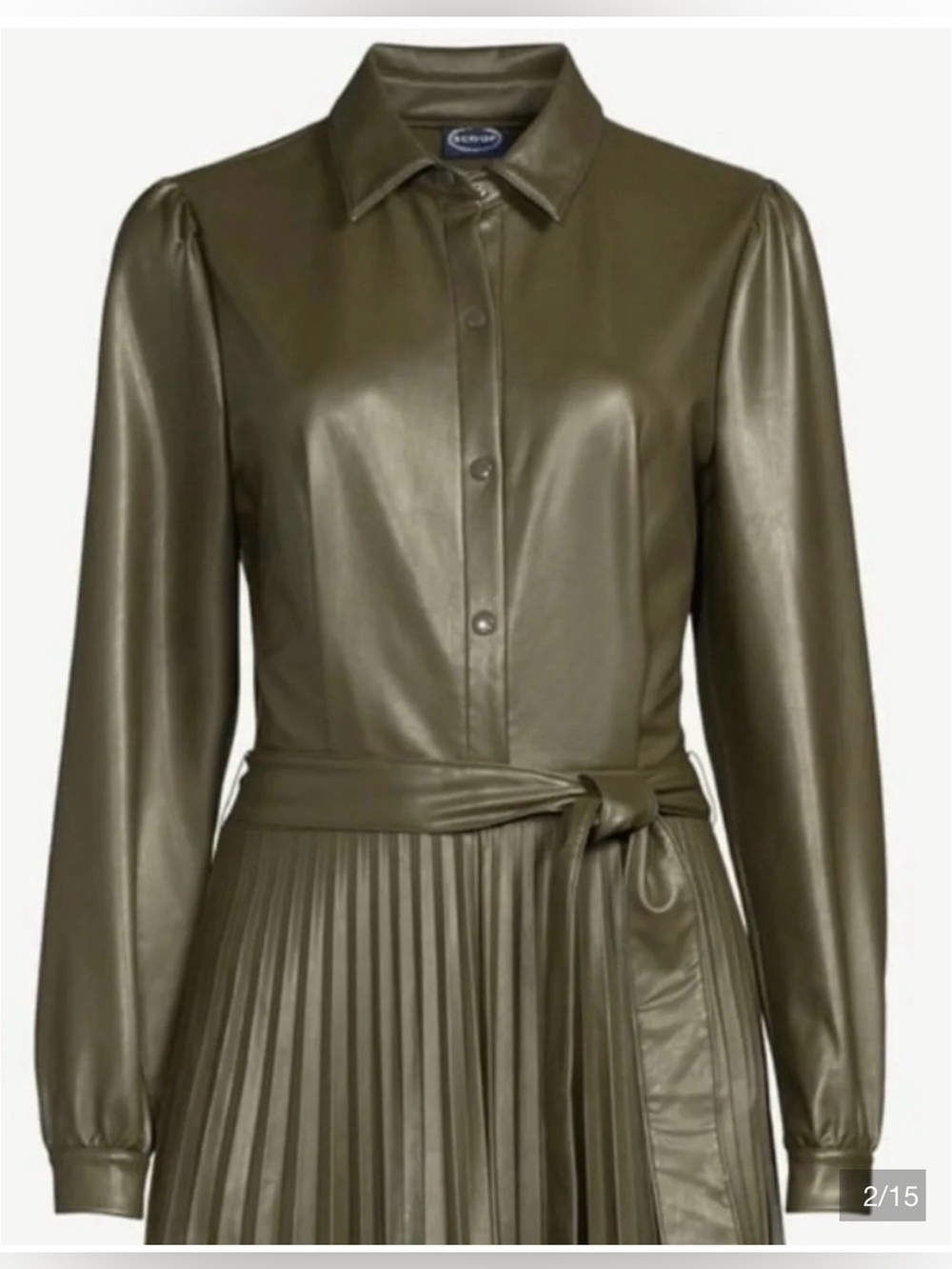 Faux Leather Pleated MIDI Dress
Olive Green Chic Small - Picture 3 of 17